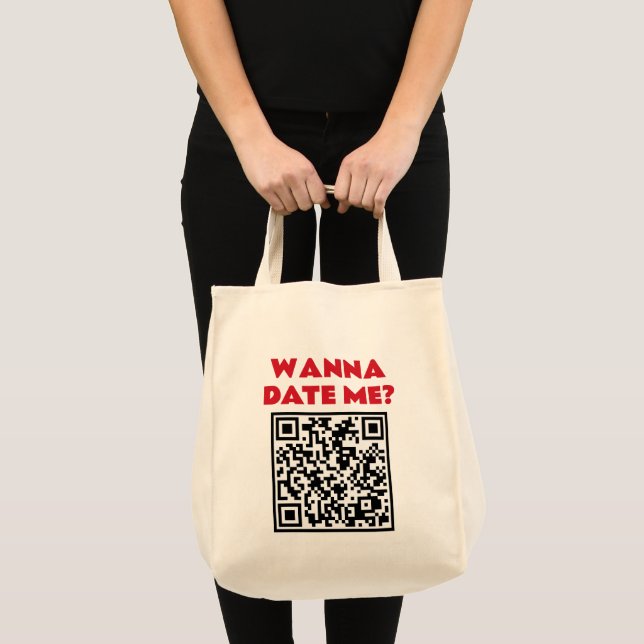 Personalisierter QR-Code – Willst du mich datieren Tragetasche (Vorderseite (Produkt))