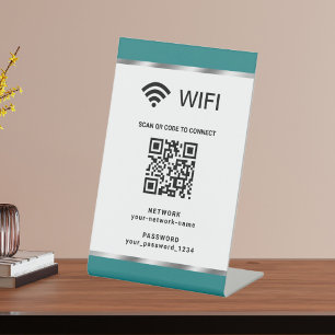 Personalisierter QR-Code WLAN-Netzwerk und Passwor Sockelschild