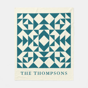 Personalisierter Quilblock Aquamarin Rustikales Ba Fleecedecke