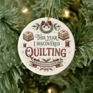 Personalisierter Quilter-Weihnachtsschmuck Keramik Ornament