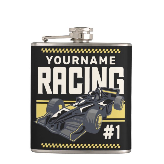 Personalisierter Racing Team Fast Race Car Treiber Flachmann (Vorderseite)