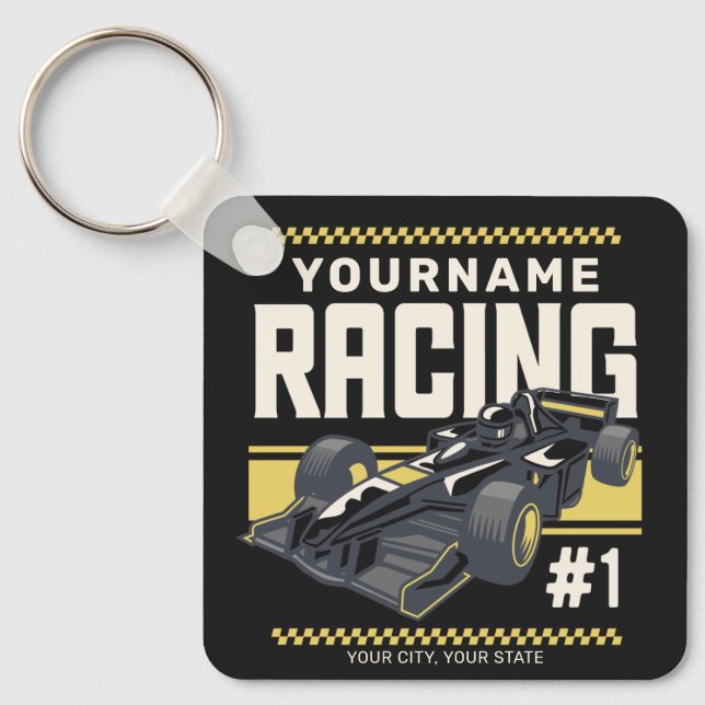Personalisierter Racing Team Fast Race Car Treiber Schlüsselanhänger (Vorderseite)