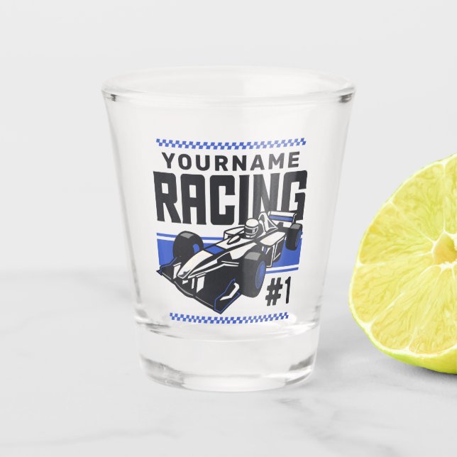 Personalisierter Racing Team Fast Race Car Treiber Schnapsglas (Vorderseite)