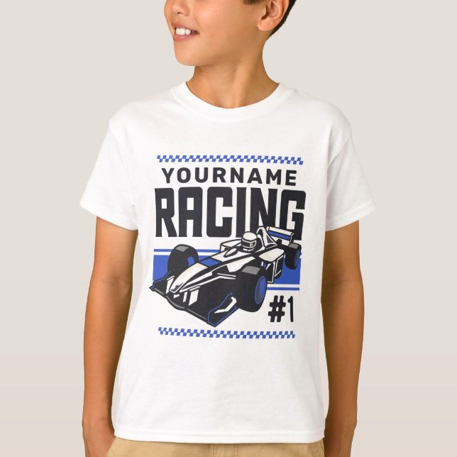 Personalisierter Racing Team Fast Race Car Treiber T-Shirt (Vorderseite)