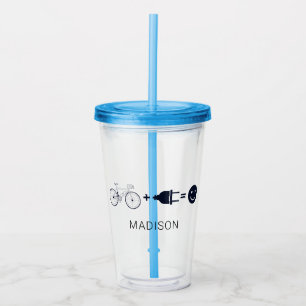 Personalisierter Radfahrer e Bike macht mich glück Acryltrinkbecher