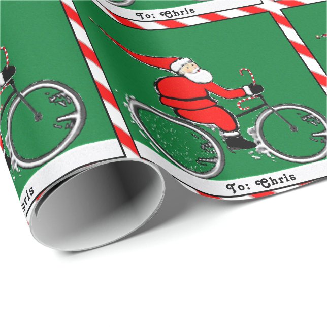 Personalisierter Radfahrer-Urlaub Geschenkpapier (Rolleneckpunkt)
