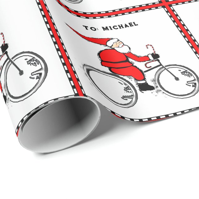 Personalisierter Radfahrer-Urlaub Geschenkpapier (Rolleneckpunkt)