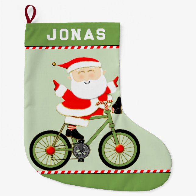 Personalisierter Radfahrer-Urlaub Großer Weihnachtsstrumpf (Vorderseite)