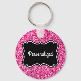 Personalisierter Rahmen für den Hot Pink-Glitzer Schlüsselanhänger
