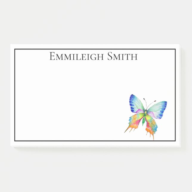 Personalisierter Rahmen-Regenbogen-Butterfly Post  Post-it Klebezettel (Vorderseite)