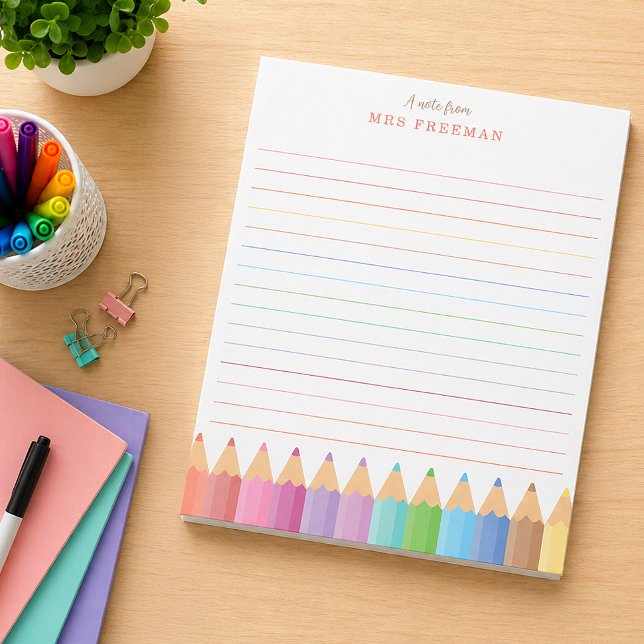 Personalisierter Rainbow-Lehrer Notizblock (Personalized Teacher Pad - Great Gift Idea!)