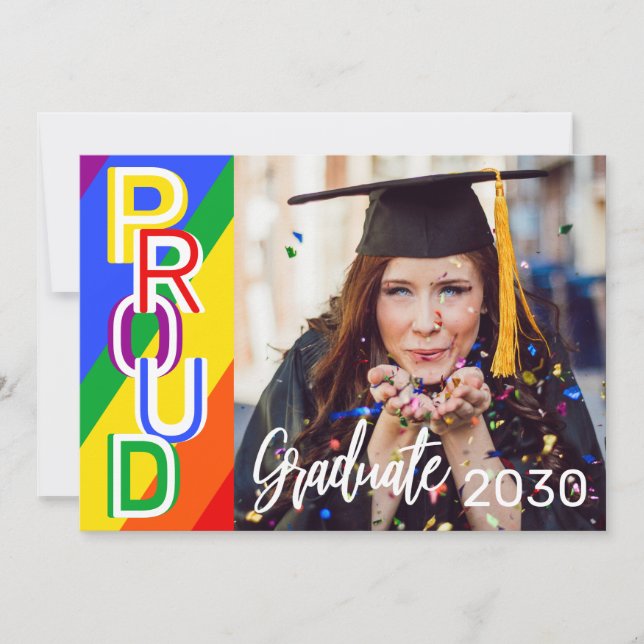 Personalisierter Rainbow Pride Foto Abschluss Einladung (Vorderseite)