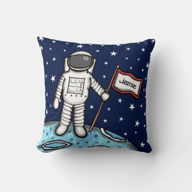 Personalisierter Raumfahrer Kosmonaut Kissen (Vorderseite)