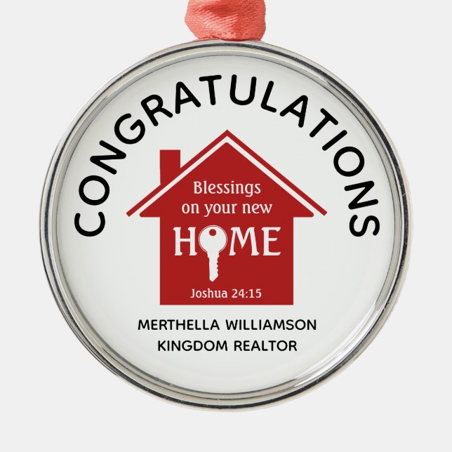Personalisierter Realtor zu Client New Zuhause Ornament Aus Metall (Vorne)