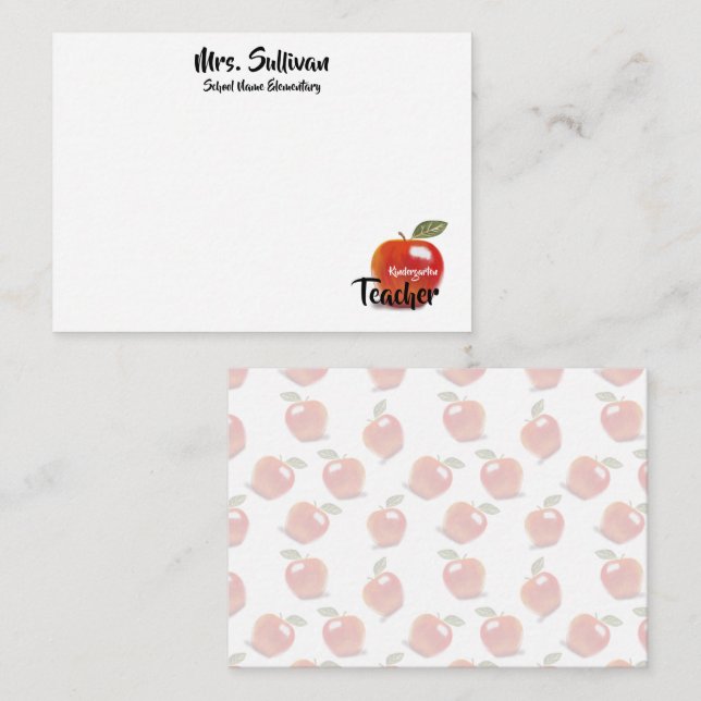Personalisierter Red Apple Kindergarten Mitteilungskarte (Vorne/Hinten)