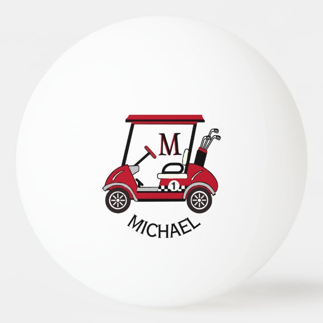 Personalisierter Red & Black Custom Cart Tischtennisball (Vorderseite)