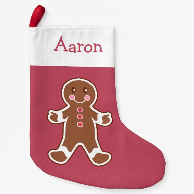 Personalisierter Red Gingerbrot Strumpf Kleiner Weihnachtsstrumpf (Vorderseite)