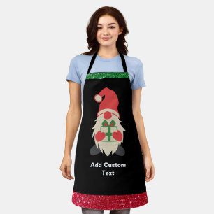 Personalisierter Red Green Gnome Black Koch Schürze