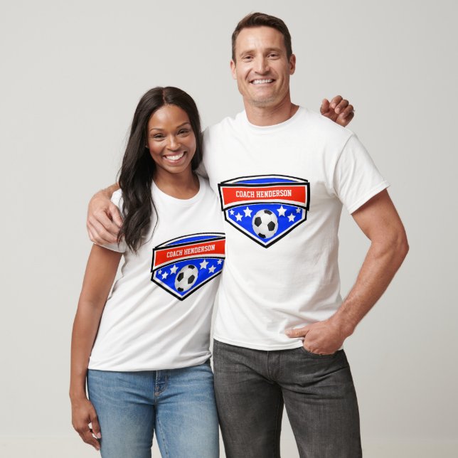 Personalisierter Red-, White- und Blue-Soccer T-Shirt (Unisex)