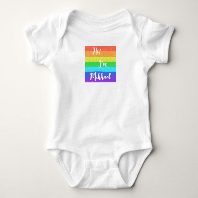 Personalisierter Regenbogen Baby Jersey Bodysuit Baby Strampler (Vorderseite)