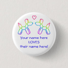Personalisierter Regenbogen Ballon Hunde in Liebe Button