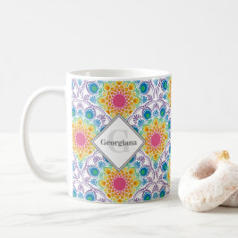 Personalisierter Regenbogen Blumen Fossilienmuseum Kaffeetasse