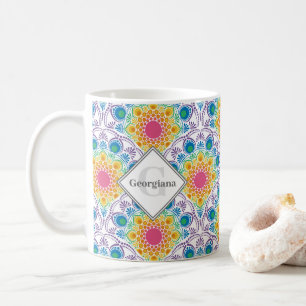 Personalisierter Regenbogen Blumen Fossilienmuseum Kaffeetasse