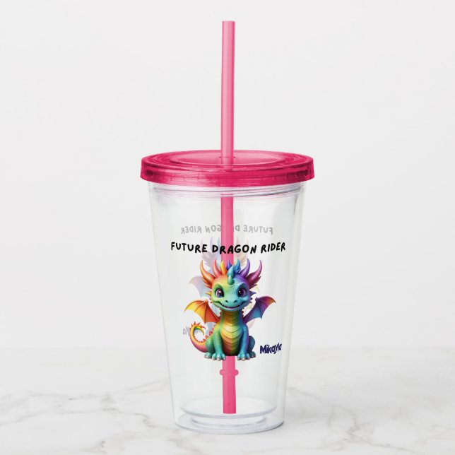 Personalisierter Regenbogen-Drache Acryltrinkbecher (Vorderseite)