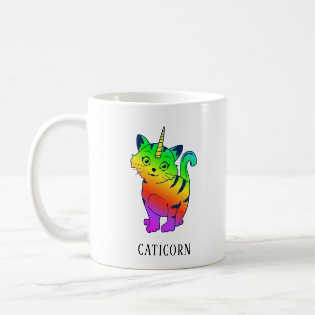 Personalisierter Regenbogen Einhorn Katze Lover Ge Kaffeetasse (Links)