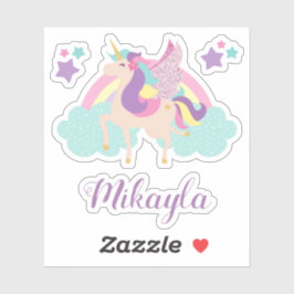 Personalisierter Regenbogen Einhorn Niedlich farbi Aufkleber
