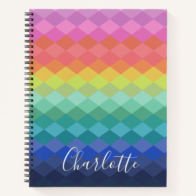 Personalisierter Regenbogen Gradient Elegant Notizbuch (Vorderseite)