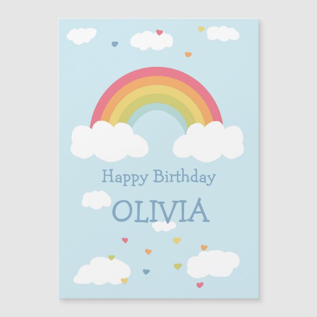 Personalisierter Regenbogen Kinder Happy Birthday  Magneteinladung (Vorderseite)