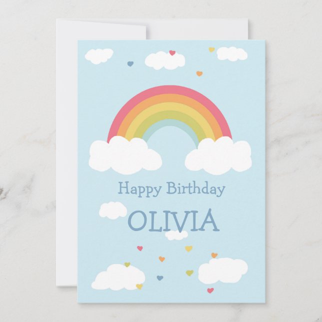 Personalisierter Regenbogen Kinder Happy Birthday  Save The Date (Vorderseite)