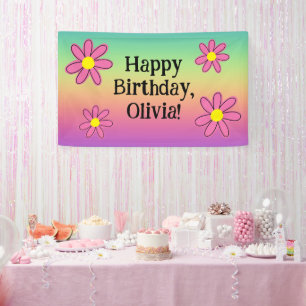 Personalisierter Regenbogen mit Blume Banner