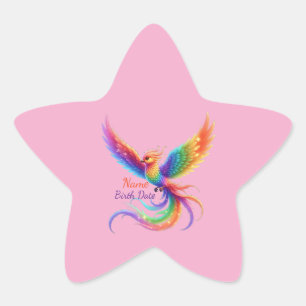 Personalisierter Regenbogen-Phönix-Namens-Geburtsd Stern-Aufkleber