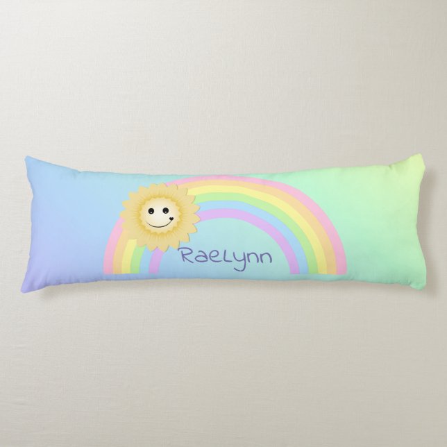 Personalisierter Regenbogen Seitenschläferkissen (Vorderseite)