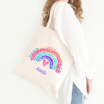 Personalisierter Regenbogen Tragetasche<br><div class="desc">Niedliche Aquarelltasche mit dem Namen macht ein fröhliches und nützliches Geschenk.</div>