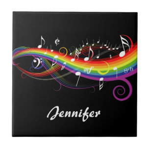 Personalisierter Regenbogen-weißer Musiknoten auf Fliese