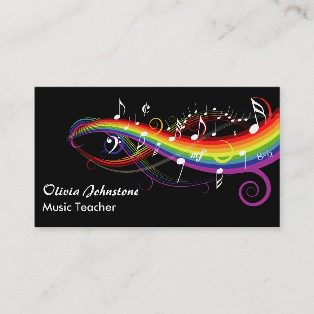 Personalisierter Regenbogen-weißer Musiknoten auf Visitenkarte (Vorderseite)