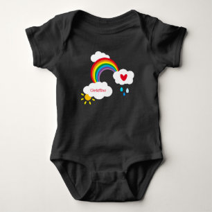 Personalisierter Regenbogen, Wolken, Regentropfen  Baby Strampler