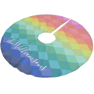 Personalisierter Regenbogenfarbverlauf Geometrisch Polyester Weihnachtsbaumdecke