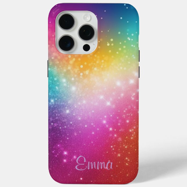 Personalisierter Regenbogensparkle Case-Mate iPhone Hülle (Rückseite)