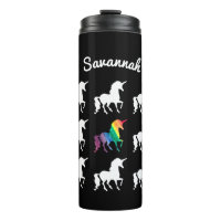 Personalisierter Regenbogenunicorn-Schwarz-weißes