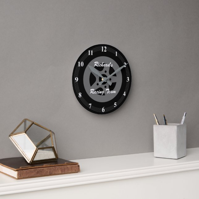 Personalisierter Reifen und Felgendecke Runde Wanduhr (Büro)