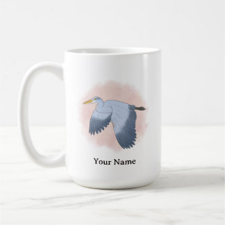 Personalisierter Reiher mit rosa Hintergrund Kaffeetasse