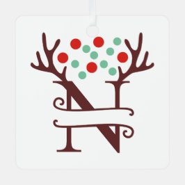 Personalisierter Reindeer Antlers Name "N" Ornament Aus Metall