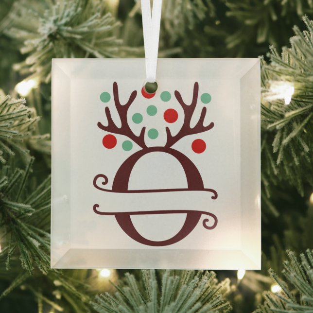 Personalisierter Reindeer Antlers Name "O" Ornament Aus Glas (Insitu)