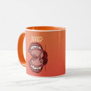 Personalisierter Reißverschluss eines Vampirs Fang Tasse