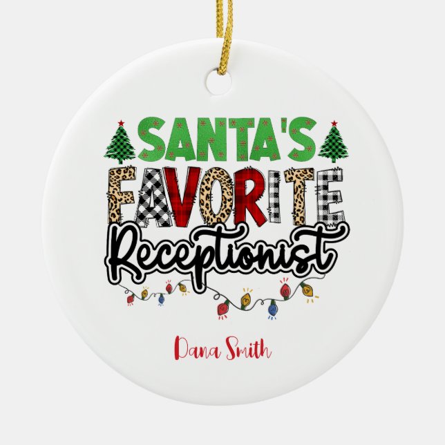 Personalisierter Rekrutierer des Weihnachtsmanns Keramik Ornament (Vorne)