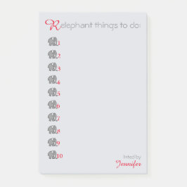Personalisierter "RElephant"-To-Do-List-GrauElefan Post-it Klebezettel